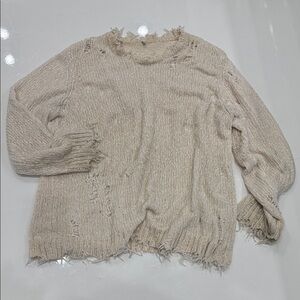 R13 Cream Distressed Sweater Sz lrg